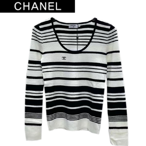 CHANEL-101910 샤넬 블랙/화이트 스트라이프 스웨터 여성용