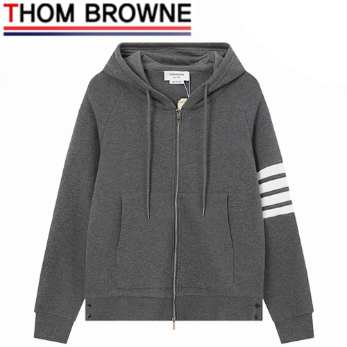 THOM BROWNE-03017 톰 브라운 그레이 스트라이프 장식 후드 재킷 남여공용