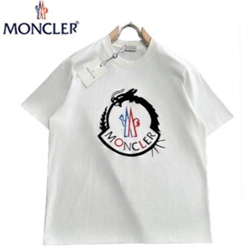 MONCLER-041210 몽클레어 화이트 아플리케 장식 티셔츠 남성용