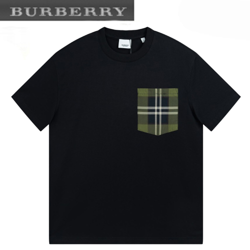 BURBERRY-041910 버버리 블랙 체크 무늬 디테일 티셔츠 남성용