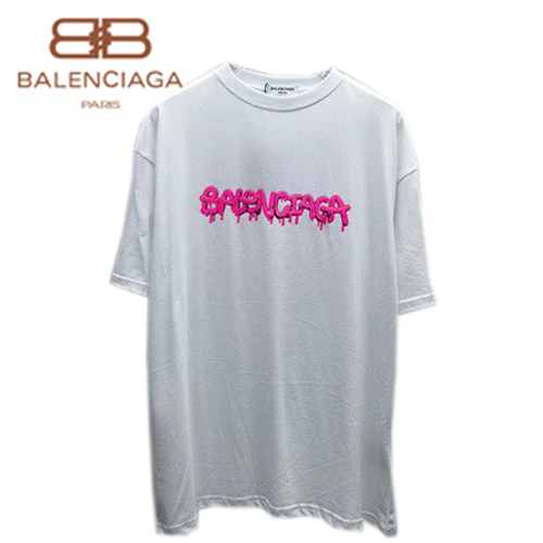 BALENCIAGA-062210 발렌시아가 화이트 BALENCIAGA 프린트 장식 티셔츠 남여공용