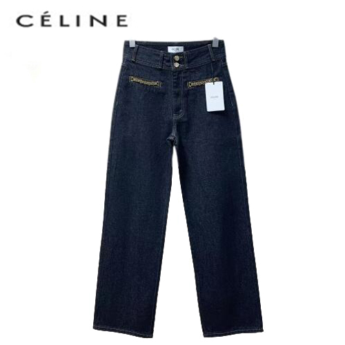 CELINE-091510 셀린느 네이비 메탈 체인 장식 청바지 여성용