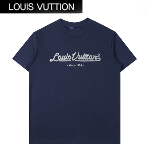 LOUIS VUITT**-031010 루이비통 네이비 아플리케 장식 티셔츠 남성용