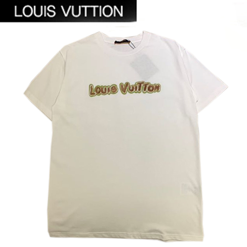 LOUIS VUITTON-05208 루이비통 화이트 패치 장식 티셔츠 남여공용