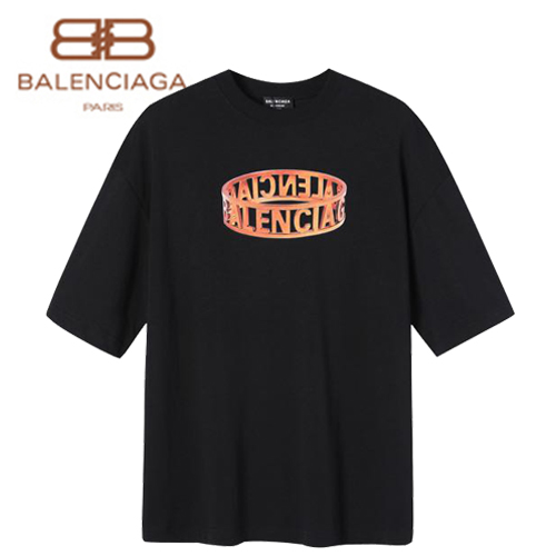 BALENCIA**-051510 발렌시아가 블랙 프린트 장식 티셔츠 남성용