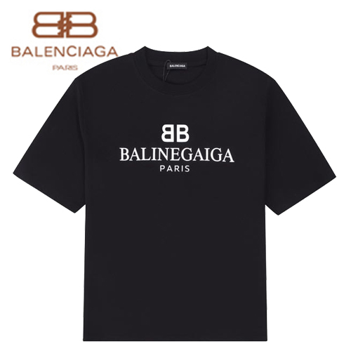 BALENCIA**-030610 발렌시아가 블랙 프린트 장식 티셔츠 남여공용