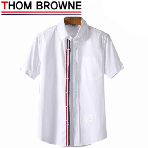 THOM BROW**-051510 톰 브라운 화이트 스트라이프 장식 반팔 셔츠 남여공용