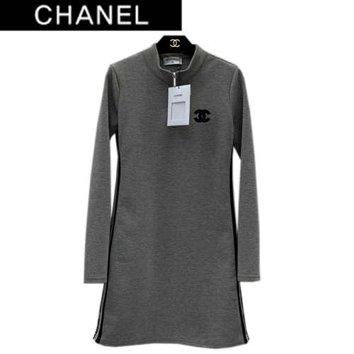 CHANEL-022711 샤넬 그레이 코튼 CC 로고 드레스