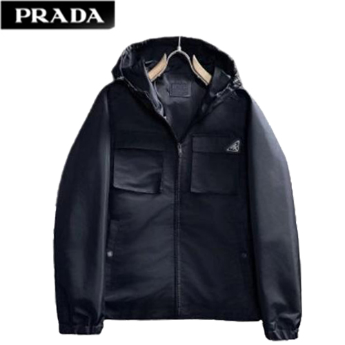 PRADA-091411 프라다 블랙 트라이앵글 로고 바람막이 후드 재킷 남성용