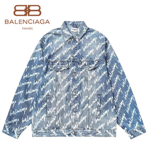 BALENCIAGA-080610 발렌시아가 블루 프린트 장식 데님 셔츠 남여공용