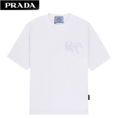 PRAD*-030811 프라다 화이트 PRADA 아플리케 장식 티셔츠 남여공용
