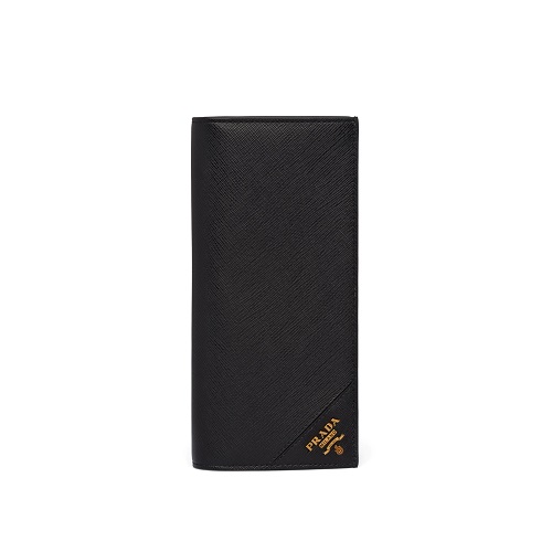 [스페셜오더]PRADA-2MV836 프라다 블랙 사피아노 골드 메탈 로고 장지갑