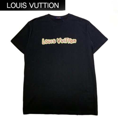 LOUIS VUITTON-05209 루이비통 블랙 패치 장식 티셔츠 남여공용