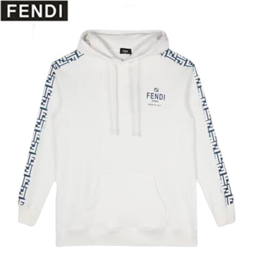 FENDI-081212 펜디 화이트 FF 프린트 장식 후드 티셔츠 남성용