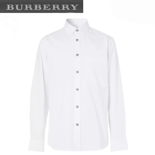 BURBERRY-80288771 버버리 화이트 슬림핏 스트레치 코튼 포플린 셔츠