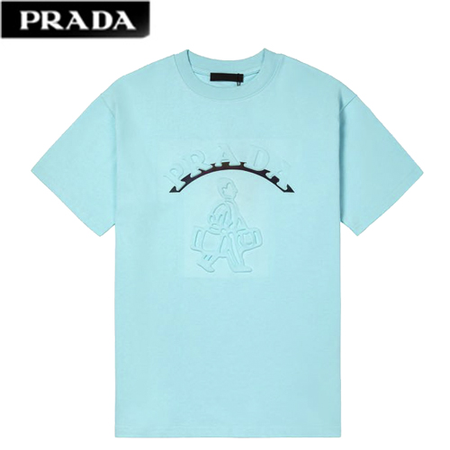 PRAD*-051512 프라다 라이트 블루 엠보싱 티셔츠 남성용
