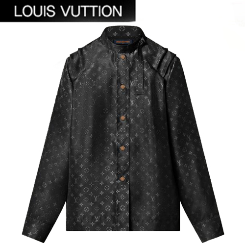 LOUIS VUITTON-1AAZ35 루이비통 블랙 플리츠 숄더 모노그램 클라우드 셔츠 여성용