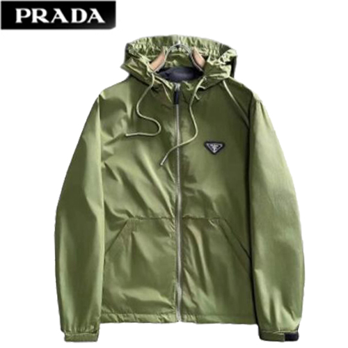 PRADA-091412 프라다 그린 트라이앵글 로고 바람막이 후드 재킷 남성용