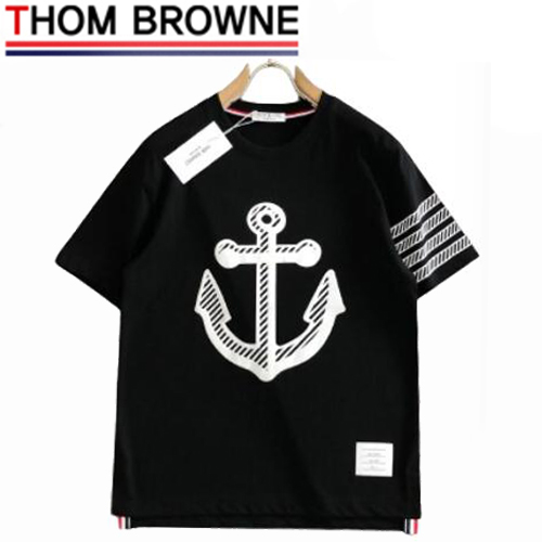 THOM BROWNE-031412 톰 브라운 블랙 프린트 장식 티셔츠 남여공용