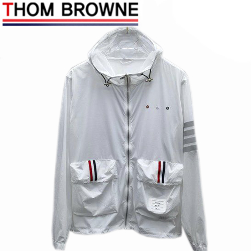 THOM BROWNE-081112 톰 브라운 화이트 스트라이프 장식 바람막이 후드 재킷 남성용