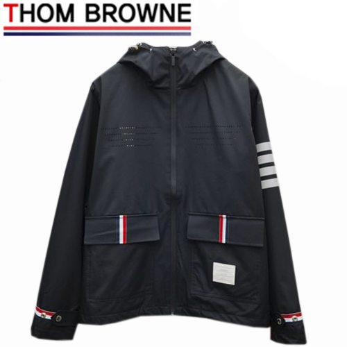 THOM BROW**-031112 톰 브라운 블랙 스트라이프 장식 바람막이 후드 재킷 남성용