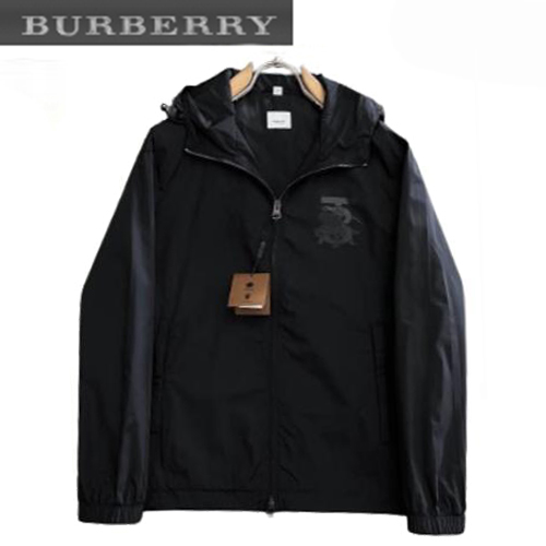 BURBERRY-030613 버버리 블랙 TB 로고 프린트 장식 바람막이 후드 재킷 남성용