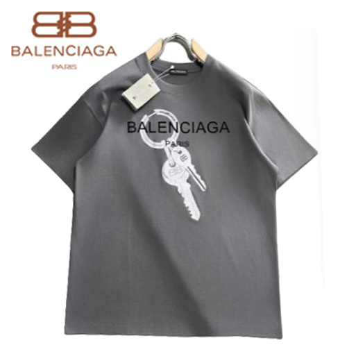BALENCIAGA-041213 발렌시아가 그레이 프린트 장식 티셔츠 남성용