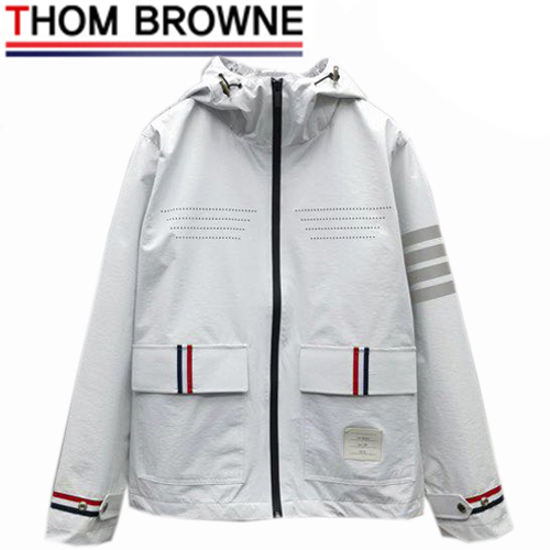 THOM BROW**-031113 톰 브라운 화이트 스트라이프 장식 바람막이 후드 재킷 남성용