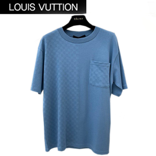 LOUIS VUITTON-061313 루이비통 블루 다미에 디테일 티셔츠 남성용