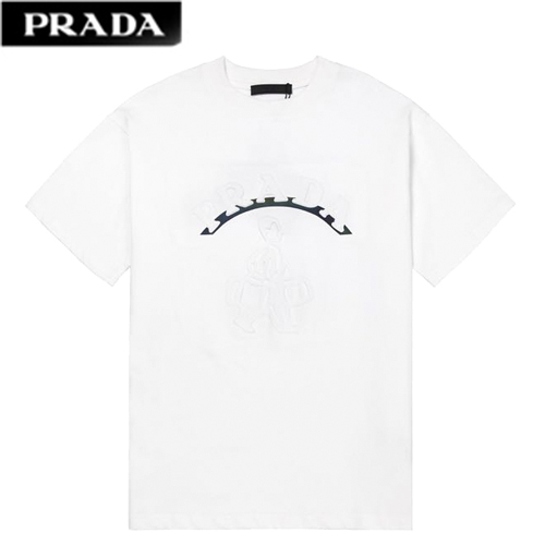 PRAD*-051513 프라다 화이트 엠보싱 티셔츠 남성용