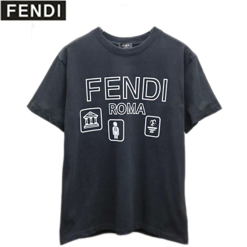 FENDI-070613 펜디 블랙 프린트 장식 티셔츠 남성용