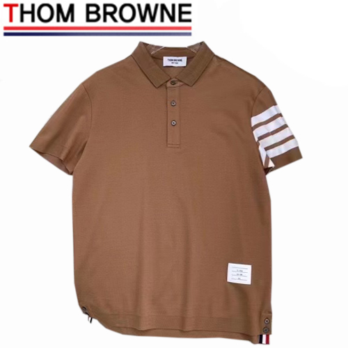 THOM BROW**-031912 톰 브라운 브라운 스트라이프 장식 폴로 티셔츠 남성용