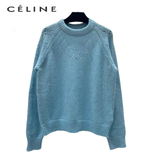 CELINE-011714 셀린느 라이트 블루 니트 코튼 스웨터 여성용