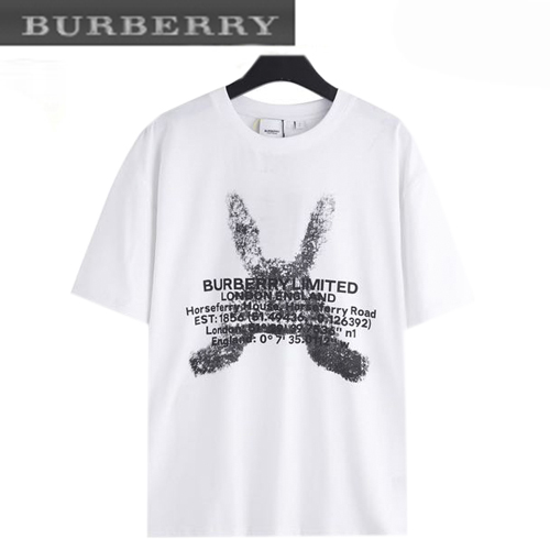 BURBER**-031012 버버리 화이트 프린트 장식 티셔츠 남여공용