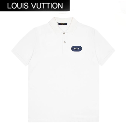 LOUIS VUITTON-060814 루이비통 화이트 모노그램 플라워 패치 장식 폴로 티셔츠 남성용
