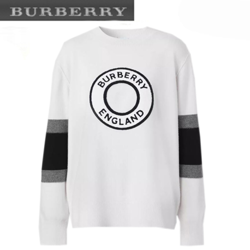 BURBERRY-80583971 버버리 화이트 로고 그래픽 아플리케 울 캐시미어 스웨터