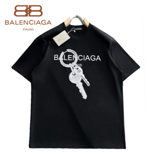 BALENCIAGA-041214 발렌시아가 블랙 프린트 장식 티셔츠 남성용