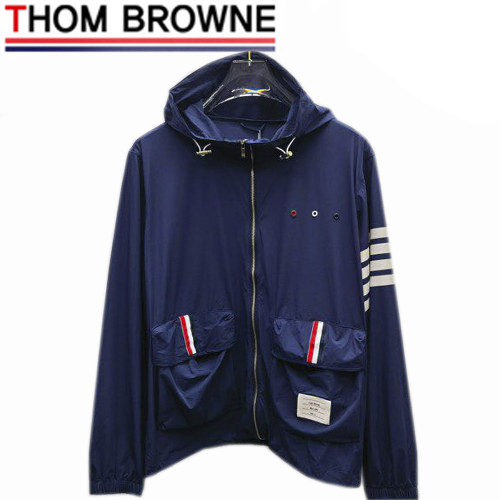 THOM BROWNE-081114 톰 브라운 네이비 스트라이프 장식 바람막이 후드 재킷 남성용