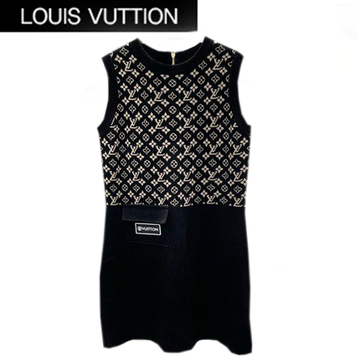 LOUIS VUITTON-07209 루이비통 블랙 니트 코튼 모노그램 드레스