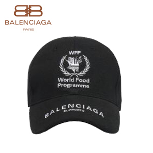 BALENCIAGA-540013 발렌시아가 블랙 WORLD FOOD PROGRAMME 로고 장식 클래식 베이스볼 캡