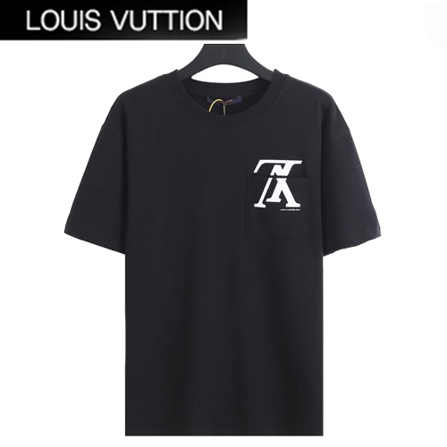 LOUIS VUITTON-052515 루이비통 블랙 LV 시그니처 프린트 장식 티셔츠 남여공용