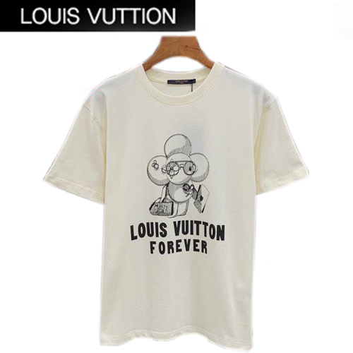 LOUIS VUITTON-071215 루이비통 아이보리 프린트 장식 티셔츠 남여공용