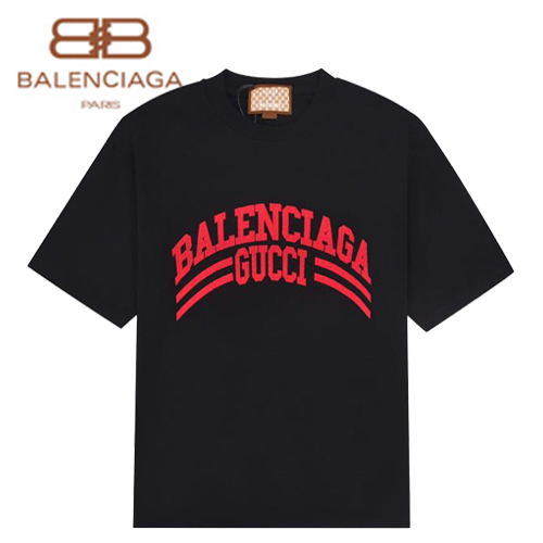 GUCC*-022815 구찌 블랙 구찌 X 발렌시아가 콜라보 아플리케 장식 티셔츠 남여공용