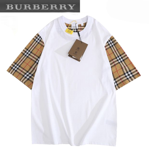 BURBER**-032116 버버리 화이트 체크 무늬 티셔츠 남여공용