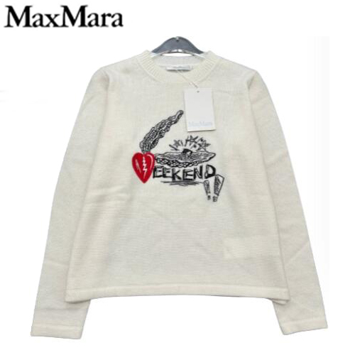 MAX MARA-010816 막스마라 화이트 아플리케 장식 스웨터 여성용
