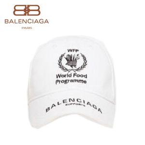 BALENCIAGA-540013 발렌시아가 화이트 WORLD FOOD PROGRAMME 로고 장식 클래식 베이스볼 캡
