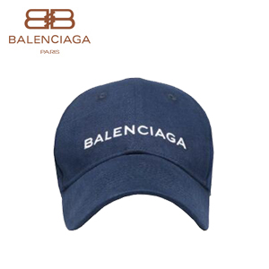 BALENCIAGA-499071 발렌시아가 코튼 캔버스 BALENCIAGA 로도 자수 블루 클래식 베이스볼 캡