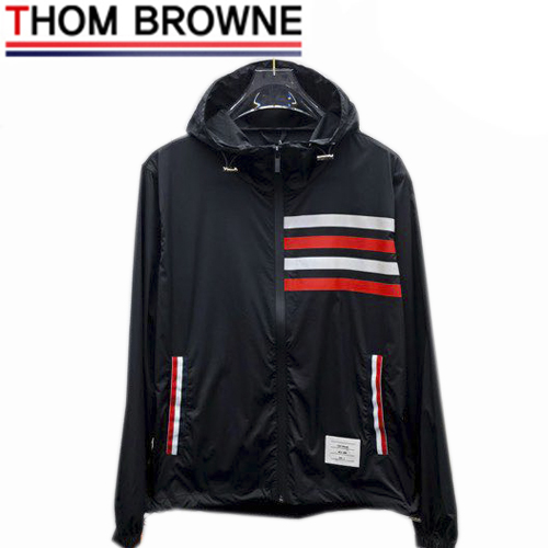 THOM BROWNE-081116 톰 브라운 블랙 스트라이프 장식 바람막이 후드 재킷 남성용