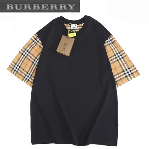 BURBER**-032117 버버리 블랙 체크 무늬 티셔츠 남여공용