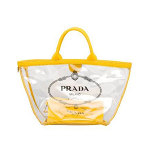 [스페셜오더]PRADA-1BG166 프라다 플렉시글라스 실크스크린 로고 옐로우 핸드백
